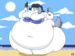  2018 3_fingers 3_toes 4:3 anthro barefoot batspid2 beach belly big_belly big_breasts big_butt biped black_hair black_nose blue_eyes bra breasts butt canid canine canis cel_shading cleavage cleavage_overflow clothed clothed_anthro clothed_female clothing cloudscape dessert digital_drawing_(artwork) digital_media_(artwork) domestic_dog english_text eyebrows eyelashes facial_markings feet female fingers food front_view full-length_portrait fur grey_body grey_fur hair head_markings huge_breasts huge_butt huge_thighs hyper hyper_belly hyper_butt hyper_hips hyper_thighs ice_cream looking_at_food looking_at_object love_handles mammal markings morbidly_obese morbidly_obese_anthro morbidly_obese_female multicolored_body multicolored_fur navel obese obese_anthro obese_female overweight overweight_anthro overweight_female popsicle portrait purple_clothing seaside shaded shadow short_hair signature sky solo standing strapless_bra strapless_clothing strapless_underwear sun swimwear tail tail_tuft text thick_thighs three-quarter_view tight_clothing toes tongue tongue_out torn_clothing tuft two_tone_body two_tone_fur underwear white_body white_fur 
