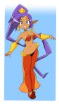  2023 blue_eyes breasts brown_body brown_skin ch4d85 clothing ear_piercing ear_ring female genie hair hi_res humanoid humanoid_pointy_ears long_hair not_furry open_mouth piercing ponytail purple_hair ring_piercing shantae shantae_(series) simple_background solo wayforward 