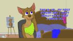  anthro canid canine canis coyote dialogue female hi_res mammal misterpickleman nipple_outline solo talking_to_viewer taylor_knight young 