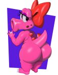 absurd_res ambiguous_gender anthro big_butt birdo_(character) butt capikeeta hi_res looking_back mario_bros nintendo pink_body short_stack solo thick_thighs 