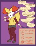  absurd_res anthro arm_warmers armwear big_butt braixen breasts butt canid canine clothing female fennec fox generation_6_pokemon genitals growth_drive hi_res inner_monologue legwear magic mammal nintendo nokamiwd pokemon pokemon_(species) pussy small_breasts solo stockings text thick_thighs 