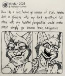  2023 absurd_res anthro blush cheek_tuft english_text eyewear facial_tuft fangs felid feline glasses head_tuft hi_res hybrid inktober inktober_2023 inner_ear_fluff looking_at_viewer lynx mammal marc_(theblueberrycarrots) meme open_mouth open_smile pantherine sharp_teeth smile snow_leopard solo teeth text theblueberrycarrots traditional_media_(artwork) tuft 