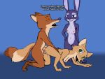  anthro breasts canid canine dialogue disney female fox genitals group incest_(lore) judy_hopps lagomorph leporid male male/female mammal mrs._wilde nick_wilde nude penis pussy rabbit sex simple_background text tggeko trio zootopia 