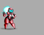  beepunz big_breasts black_body breasts cleavage clothed clothing ela female huge_breasts humanoid machine multicolored_body red_body robot robot_humanoid simple_background solo standing thick_thighs visor wide_hips 