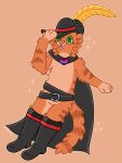  &lt;3 alleycat8706_(artist) anthro belt bisexual_pride_colors boots cape cheek_tuft clothed clothing domestic_cat dreamworks facial_tuft felid feline felis fluffy fluffy_tail footwear fur fuzzy green_eyes happy hat headgear headwear hi_res lgbt_pride male mammal markings neck_tuft open_mouth orange_body orange_fur pride_color_accessory pride_colors puss_in_boots_(dreamworks) puss_in_boots_(film) puss_in_boots_the_last_wish raised_arm solo sparkles striped_body striped_markings stripes tabby_cat tail tuft 