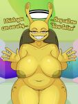  animal_humanoid anthro anthrofied areola big_breasts breasts chubby_female english_text eyelashes female garten_of_banban gastropod gastropod_humanoid gastropod_shell gravity_breaker huge_breasts humanoid mollusk mollusk_humanoid mollusk_shell narrowed_eyes nipples nude orange_eyes shell slow_seline smile snail_humanoid solo text thick_thighs wide_hips yellow_body yellow_skin 