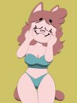  amy_(creator_ant) anthro clothing creator_ant domestic_cat eyelashes felid feline felis female hair hi_res lingerie long_hair mammal simple_background skimpy_swimwear skimpy_underwear solo swimwear teeth thigh_gap 