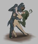  after_kiss anthro bandage bandaged_arm barefoot blue_body blue_fur blush bodily_fluids bone brown_body butt canid canine canis collar corpse dancing death dirty_feet domestic_dog dorotty_(e254e) duo e254e eyeless feet female fur gore green_hair hair hand_grab hi_res male male/female mammal necrophilia rotting saliva soles undead zombie 