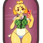  &lt;3 absurd_res animal_crossing anthro blonde_hair blue_clothing blue_panties blue_underwear bottomwear brown_eyes camel_toe canid canine canis cellphone clothing domestic_dog female hair hi_res isabelle_(animal_crossing) kevwrite mammal mirror mirror_selfie nintendo panties pattern_bottomwear pattern_clothing pattern_panties pattern_underwear phone selfie simple_background smartphone solo striped_bottomwear striped_clothing striped_panties striped_underwear stripes tongue underwear yellow_body 