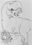  ambiguous_gender anthro anthro_on_feral anthro_prey bestiality body_in_mouth canid dinosaur fellatio feral feral_pred graphite_(artwork) grinding group hgythshs hi_res in_mouth internal larger_ambiguous larger_feral male male/ambiguous mammal mawplay monochrome mouth_play on_tongue oral organs pencil_(artwork) penile penis_on_tongue reptile scalie sex size_difference smaller_anthro smaller_male stomach theropod traditional_media_(artwork) trio tyrannosaurid tyrannosaurus tyrannosaurus_rex vore 