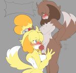  absurd_res animal_crossing anthro balls big_breasts blush bodily_fluids breasts brother_(lore) brother_and_sister_(lore) canid canine canis crouching digby_(animal_crossing) domestic_dog duo female genitals hi_res incest_(lore) isabelle_(animal_crossing) knot male male/female mammal nintendo oral penis sex shih_tzu sibling_(lore) sister_(lore) sweat tod_d toy_dog 