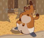 2023 absurd_res animal_crossing anthro balls belly big_balls big_belly bigtimekudo bodily_fluids brown_body brown_fur butt canid canine clothing colored digital_media_(artwork) footwear fur genitals hi_res huge_balls humanoid_genitalia humanoid_penis hyper hyper_balls hyper_genitalia looking_at_viewer male mammal musk musk_clouds navel nintendo nipples nude obese overweight overweight_anthro overweight_male penis raccoon_dog shoes signature socks solo sweat sweaty_balls sweaty_genitalia tail tanuki text tom_nook_(animal_crossing) 