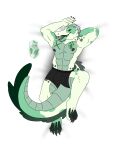  2023 absurd_res alligator alligatorid anthro arcadeafterdark body_pillow_design bulge clothed clothing colored crocodilian digital_media_(artwork) green_body green_skin hi_res hybrid looking_at_viewer male mock_(aad) nipples open_mouth reptile scalie simple_background smile solo tail teeth tongue underwear 