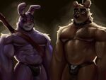  anthro arctavius bear bonnie_(fnaf) bow_tie briefs clothing five_nights_at_freddy&#039;s freddy_(fnaf) hi_res lagomorph leporid male mammal muscular rabbit scottgames speedo swimwear underwear 