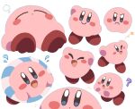  ? angry blush_stickers closed_mouth confused dot_mouth happy innertube kirby kirby_(series) multiple_views no_humans one_eye_closed open_mouth roku_(rokkrn) sleeping star_(symbol) striped_innertube waving white_background 