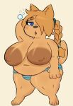  anthro areola big_areola big_breasts blonde_hair blush bottomwear braided_hair braided_ponytail breasts clothed clothing domestic_cat felid feline felis female fur hair hair_over_eye huge_areola huge_breasts mammal one_eye_obstructed orange_body orange_fur overweight overweight_female panties panties_only pattern_bottomwear pattern_clothing pattern_panties pattern_underwear pknicky ponytail solo striped_bottomwear striped_clothing striped_panties striped_underwear stripes thick_thighs tired topless underwear underwear_only 