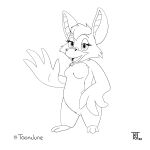  1990s bat black_and_white chip_&#039;n_dale_rescue_rangers disney female foxglove_(cdrr) gesture hi_res line_art mammal monochrome sketch solo standing teot waving winged_arms wings 