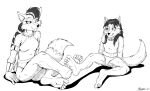  2020 anthro archie_comics armband blush blush_lines bracelet canid canine canis clenched_teeth clothing duo ears_up eye_contact female foot_fetish foot_play fur jewelry looking_at_another lupe_the_wolf mammal marcushunter maria_(sonic) monochrome mouth_closed necklace one-piece_swimsuit sega signature sitting smile sonic_the_hedgehog_(archie) sonic_the_hedgehog_(comics) sonic_the_hedgehog_(series) swimwear teeth wolf 