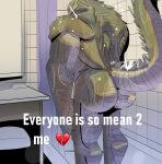  absurd_res anthro bathing big_butt butt english_text everyone_is_so_mean_to_me galanartworks hi_res humor male mortal_kombat muscular muscular_anthro nude reptile reptile_(mortal_kombat) scalie shower showering solo text 