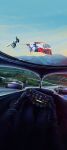  absurdres aircraft andrew_mytro austria car cloud driving english_commentary flying formula_one helicopter highres mercedes-benz motor_vehicle mountain official_art pov race_vehicle racecar racetrack real_life real_world_location red_bull_ring sky vehicle_interior 