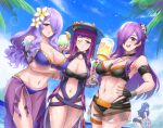  4girls armlet beach beer_mug bikini blue_hair breasts burnt_green_tea camilla_(fire_emblem) camilla_(summer)_(fire_emblem) cleavage cocktail_glass cup drinking_glass fire_emblem fire_emblem:_three_houses fire_emblem_awakening fire_emblem_engage fire_emblem_fates fire_emblem_heroes fire_emblem_warriors:_three_hopes flower hair_flower hair_ornament hair_over_one_eye hand_on_own_hip hat innertube ivy_(fire_emblem) ivy_(summer)_(fire_emblem) large_breasts looking_at_viewer lucina_(fire_emblem) lucina_(summer)_(fire_emblem) mug multiple_girls official_alternate_costume purple_hair sarong see-through_sarong shez_(female)_(fire_emblem) shez_(female)_(summer)_(fire_emblem) shez_(fire_emblem) smile swimsuit toned wet 