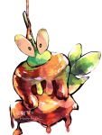  animal_focus apple artist_name commentary_request dipplin food fruit hanabusaoekaki highres looking_at_viewer no_humans nostrils pokemon pokemon_(creature) simple_background solid_oval_eyes white_background worm 