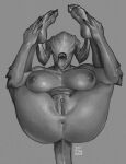  2023 anus big_breasts breasts demon eyeless female genitals hi_res humanoid justsomenoob legs_up nipples not_furry pussy solo tongue tongue_out vein veiny_breasts 