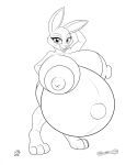  2016 anthro areola badgerben belly big_areola big_belly big_breasts black_and_white breasts buckteeth disney female hi_res huge_areola huge_breasts hyper hyper_belly hyper_breasts hyper_pregnancy judy_hopps lagomorph leporid mammal monochrome navel nipples nude open_mouth outie_navel pregnant rabbit solo teeth tools wrench zootopia 