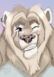  anthro blinking cheering felid hi_res icon lion male mammal pantherine pastel portrait scar sketch smile solo zhekathewolf ztw2023 