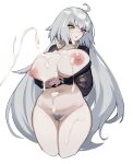  1girl ahoge arm_under_breasts black_choker blush breasts choker cleavage collarbone cropped_jacket cum cum_on_body cum_on_breasts cum_on_hair cum_on_legs cum_on_stomach cumdrip ejaculation facial fate/grand_order fate_(series) female_pubic_hair grey_hair highres huge_breasts jacket jeanne_d&#039;arc_alter_(fate) large_breasts long_hair long_sleeves looking_at_viewer navel nipples no_panties open_clothes open_jacket orange_eyes parted_lips partially_unzipped plump psidubs pubic_hair pulled_by_self simple_background solo stomach thick_thighs thighs unzipped unzipping very_long_hair white_background zipper zipper_pull_tab 