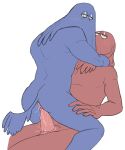  blue_body blue_guy_(dhmis) blue_hair blush bodily_fluids butt don&#039;t_hug_me_i&#039;m_scared featureless_chest genital_fluids hair hi_res humanoid intersex intersex/male lidded_eyes male maleherm mouthless noseless penetration penile penile_penetration penis_in_pussy pussy_juice red_body red_guy_(dhmis) red_hair selfcest sitting square_crossover tail tail_tuft tailed_humanoid tuft vaginal vaginal_penetration werdopon 