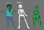  anthro big_breasts blackbetty breasts clothed clothing creeper_(minecraft) female genitals group hair looking_at_viewer microsoft minecraft mojang nipples not_furry nude pussy simple_background skeleton_(minecraft) smile text thick_thighs trio xbox_game_studios zombie_(minecraft) 