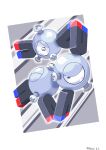  absurdres border commentary_request dated full_body grey_eyes half-closed_eyes highres kimii_(f07_harmony) looking_at_viewer magnet magneton no_humans pokemon pokemon_(creature) screw solo white_border 