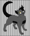  2010 aliasing ambiguous_gender black_body black_border black_fur black_nose black_tail black_whiskers bluekyokitty border digital_drawing_(artwork) digital_media_(artwork) digitigrade domestic_cat felid feline felis feral flat_colors full-length_portrait fur grey_background grey_body grey_fur head_tuft mammal pattern_background paws portrait raised_tail sebdoggo simple_background solo standing striped_background tail tuft white_body white_fur yellow_eyes 