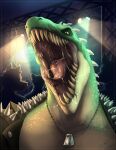  anthro bodily_fluids dinosaur dog_tags feidkedr hi_res male mouth_shot open_mouth reptile rocco_(tallion) saliva saliva_string scales scalie sharp_teeth spikes spikes_(anatomy) teeth theropod tongue tongue_out tyrannosaurid tyrannosaurus tyrannosaurus_rex 