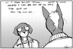  2023 anthro canid canine canis clothed clothing comic daniel_porter dialogue dobermann domestic_dog duo english_text eye_contact eyewear father_(lore) father_and_child_(lore) father_and_son_(lore) greyscale hi_res hladilnik looking_at_another looking_down_at_another looking_up_at_another male mammal monochrome parent_(lore) parent_and_child_(lore) parent_and_son_(lore) pinscher size_difference sleeveless_shirt son_(lore) sunglasses text 