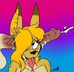  all_the_way_through anthro anthro_penetrated balls black_nose blonde_hair blue_eyes brown_penis canid canine canis cherri_(artist) dipstick_ears duo ear_penetration female female_penetrated fur genitals hair humanoid_genitalia humanoid_penis jackal male male/female male_penetrating male_penetrating_female mammal mccrazy multicolored_ears penetration penis pink_tongue sex tan_body tan_fur tongue tongue_out vein veiny_penis white_balls 