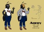  2023 4_arms aarey_veladd absurd_res antennae_(anatomy) anthro arthropod arthropod_abdomen black_hair blonde_hair blue_bottomwear blue_clothing blue_pants bottomwear cathodegaytube character_name clothing denim denim_clothing english_text female footwear grey_clothing grey_jacket grey_topwear hair hand_in_pocket hi_res insect jacket jeans mandibles mask model_sheet multi_arm multi_limb pael pants pockets pronouns red_clothing red_footwear red_shoes shirt shoes side_view simple_background solo stated_age t-shirt text text_on_clothing text_on_shirt text_on_topwear topwear white_clothing white_shirt white_topwear yellow_background 