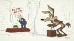  brown_body brown_fur canid canine canis coyote david_zaslov dialogue duo dynamite evil_grin explosives eyewear fur glasses grey_hair hair human humor looney_tunes male mammal michael_ruocco money signature smile speech_bubble warner_brothers wile_e._coyote yellow_sclera 