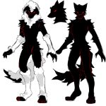  alternate_species ambiguous_gender anthro black_body black_fur canid canine canis chest_tuft clay_puppington clothing costume ears_down featureless_chest featureless_crotch fur furrification hi_res hindpaw kanrix mammal model_sheet moral_orel nude paws pivoted_ears prick_ears red_eyes snout solo tuft wolf wolf_in_sheep&#039;s_clothing wool_(fur) 