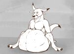  after_vore anthro belly big_belly blush greyscale herbivore indigestion kangaroo looking_at_belly macropod male mammal marsupial monochrome simple_background sitting solo thatgryphonguy tongue tongue_out vore 