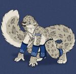  anthro big_tail bottomwear clothing crouching felid hush-a-bye jewelry loincloth male mammal opalance pantherine piercing snow_leopard solo tail tribal_clothing 