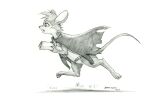 2023 anthro baron_engel cloak clothing digitigrade don_bluth female graphite_(artwork) holding_object holding_paper mammal monochrome mouse mrs._brisby murid murine open_mouth paper pencil_(artwork) rodent running solo the_secret_of_nimh traditional_media_(artwork) 