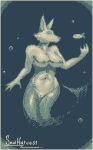  anthro big_breasts border breasts bubble canid canine canis female fin fish genitals mammal marine merfolk nipples nude pixel_(disambiguation) pussy simple_background solo soulharvest split_form underwater water wolf 