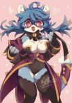  &lt;3 accessory anthro breasts bunny_costume claws cleavage clothed clothing costume domino_mask female furgonomics hair hi_res inner_ear_fluff legwear mammal mask multicolored_body multicolored_hair red_eyes ribbons sharp_claws solo tail tail_accessory toumitu tuft 