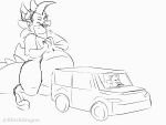  ambiguous_gender ambiguous_prey animated anthro belly belly_grab blitzit blitzit_(character) car digestion dragon grabbing_belly hi_res instant_digestion male neck_bulge object_vore swallowing toony vehicle vore weight_gain 