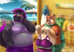  2018 anthro belly big_belly blush clothing collar deek_(dafoxboy) deer digital_media_(artwork) duo fur grey_fur_grey_body hair hooves horn hyena intersex intersex/male male mammal moobs obese obese_male orange_body orange_fur overweight overweight_anthro overweight_male paws ray_the_buck shopping simple_background spotted_hyena tongue tongue_out underwear 