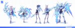 1boy 4girls aatrox absurdres akali artist_name ashe_(league_of_legends) boots bow_(weapon) caitlyn_(league_of_legends) citemer concept_art drx drx_aatrox drx_akali drx_ashe drx_caitlyn drx_kindred elysia_(honkai_impact) full_body gun highres honkai_(series) honkai_impact_3rd kindred_(league_of_legends) league_of_legends logo multiple_girls official_alternate_costume official_art rifle simple_background sword thigh_boots weapon white_background 