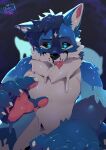  absurd_res anthro atlas canid canine dripping fox goo_creature hi_res male mammal merunmohu paws reaching_towards_viewer slime solo tongue tongue_out 