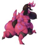  2021 antennae_(anatomy) anus belly big_anus big_breasts big_butt black_body black_hair black_nipples breasts butt exoskeleton fan_character female generation_5_pokemon hair hi_res huge_anus huge_breasts huge_butt lidded_eyes long_hair looking_back markings mouthless nintendo nipples odessa_(bread_cat) overweight overweight_female overweight_taur pokemon pokemon_(species) portrait puffy_anus purple_eyes purple_markings rear_view red_body scolipede simple_background solo taur taurification taurs_r_us thick_thighs three-quarter_portrait walking white_background wide_hips yellow_sclera 